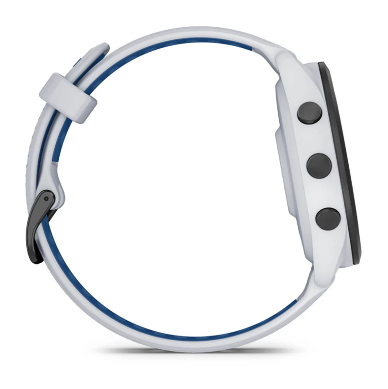 Garmin Forerunner 265 Black Bezel with Whitestone Case and Whitestone/Tidal Blue Silicone -1